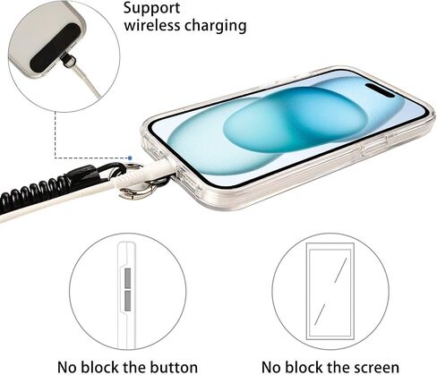 1 Pack Phone Lanyard Includes 1 Phone Tether,1 Wrist Strap，keychain Lanyard Phone Strap，Cell Phone Lanyard Crossbody Phone Lanyard Iphone Lanyard Compatible with Smartphones（Silver） in Saudi Arabia