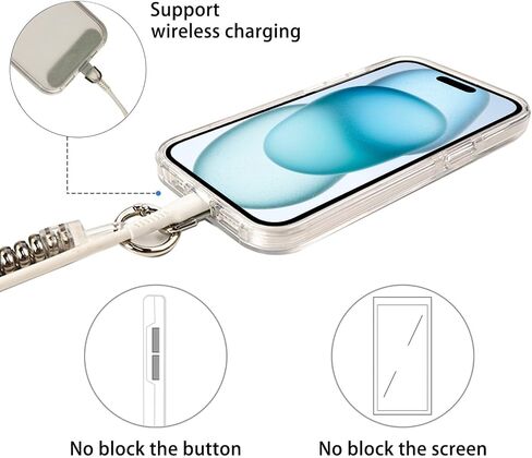 1 Pack Phone Lanyard Includes 1 Phone Tether,1 Wrist Strap，keychain Lanyard Phone Strap，Cell Phone Lanyard Crossbody Phone Lanyard Iphone Lanyard Compatible with Smartphones（Silver） in Saudi Arabia