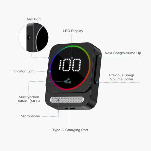 Bluetooth 5.3 Receiver, Aux Bluetooth Adapter for Car, Dual Device Connection, Suitable for Cars, Speakers, Stereo Systems and Headphones in Saudi Arabia
