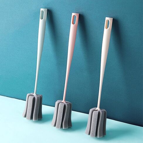 Sponge Bottle Brush 3 PCS Long Handle Bottle Brush Wine Glass Cleaner Cup Cleaning Brush Baby Bottle Scrubber (Large 3PCS) in Saudi Arabia