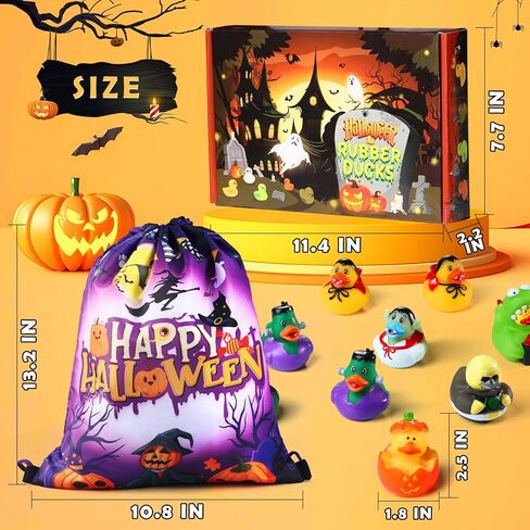 SCIONE 25 قطعة من البط المطاطي للهالوين، بط الهالوين لخدعة أو حشو أكياس الهدايا الجيدة، هدايا حفلات الهالوين البط المطاطي المتنوعة بكميات كبيرة، جوائز ألعاب الفصول المدرسية in Kuwait