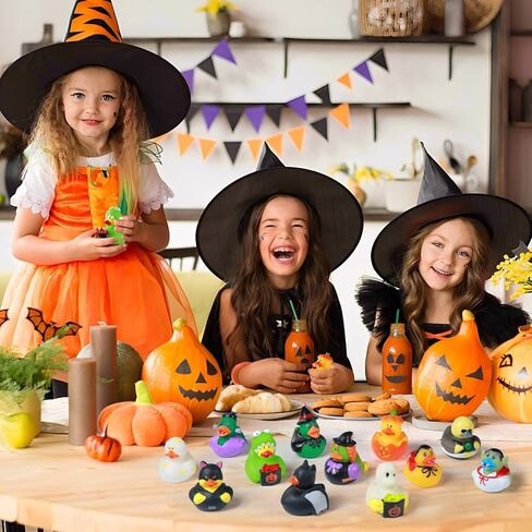 SCIONE 25 قطعة من البط المطاطي للهالوين، بط الهالوين لخدعة أو حشو أكياس الهدايا الجيدة، هدايا حفلات الهالوين البط المطاطي المتنوعة بكميات كبيرة، جوائز ألعاب الفصول المدرسية in Kuwait