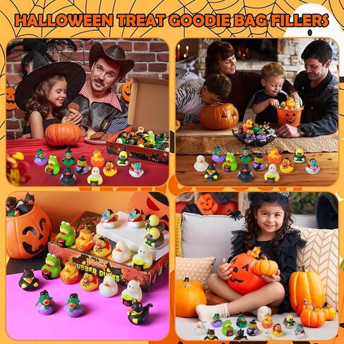 SCIONE 25 قطعة من البط المطاطي للهالوين، بط الهالوين لخدعة أو حشو أكياس الهدايا الجيدة، هدايا حفلات الهالوين البط المطاطي المتنوعة بكميات كبيرة، جوائز ألعاب الفصول المدرسية in Kuwait