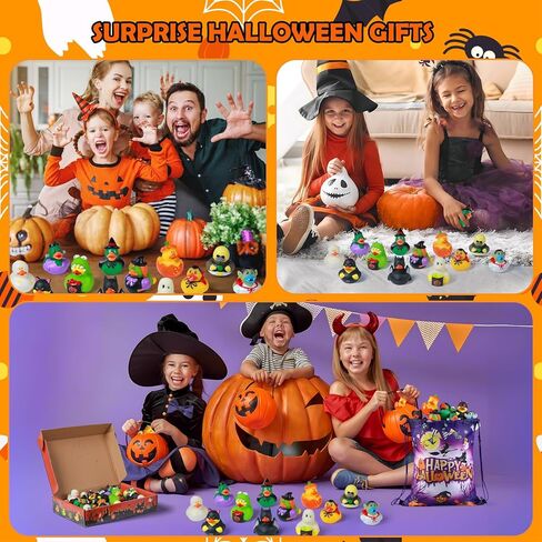 SCIONE 25 قطعة من البط المطاطي للهالوين، بط الهالوين لخدعة أو حشو أكياس الهدايا الجيدة، هدايا حفلات الهالوين البط المطاطي المتنوعة بكميات كبيرة، جوائز ألعاب الفصول المدرسية in Kuwait