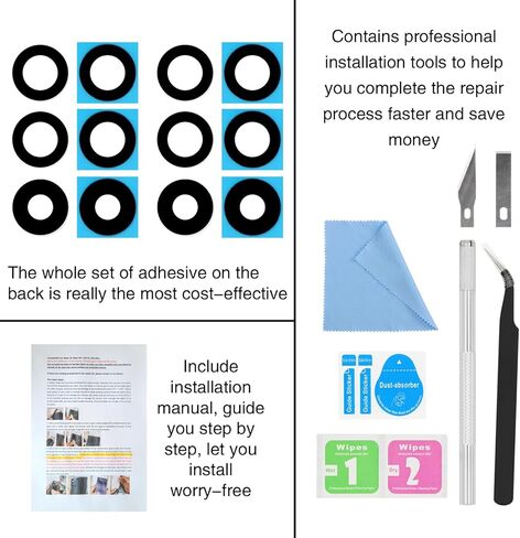 قطعتان من زجاج عدسة الكاميرا الخلفية ASDAWN لهاتف Galaxy Z Fold3 F926 جميع الحاملات، لاستبدال زجاج عدسة الكاميرا الخلفية Galaxy Fold3 مع فيلم عدسة مجاني + دليل التثبيت + مجموعة أدوات الإصلاح in Kuwait