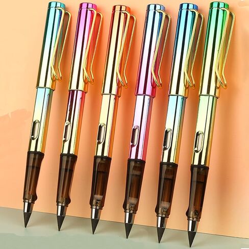 6 Pcs Inkless Eternal Pencils, Everlasting Infinity Magic Pencil with Eraser, Eternal Pencil For School Office for Writing, Sketch, Drawing(Built-in 6 Erasers + 6 Replacement Pen Tips) in Kuwait