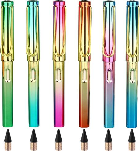 6 Pcs Inkless Eternal Pencils, Everlasting Infinity Magic Pencil with Eraser, Eternal Pencil For School Office for Writing, Sketch, Drawing(Built-in 6 Erasers + 6 Replacement Pen Tips) in Kuwait