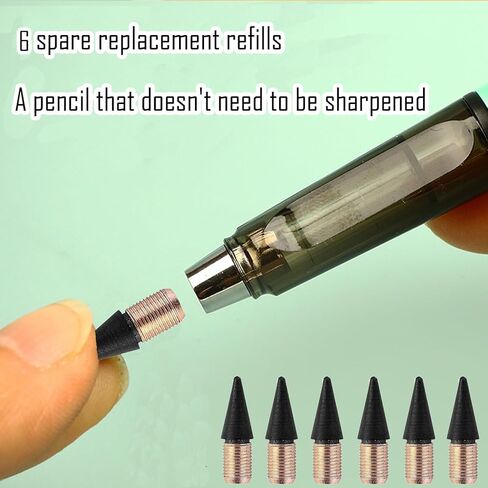 6 Pcs Inkless Eternal Pencils, Everlasting Infinity Magic Pencil with Eraser, Eternal Pencil For School Office for Writing, Sketch, Drawing(Built-in 6 Erasers + 6 Replacement Pen Tips) in Kuwait