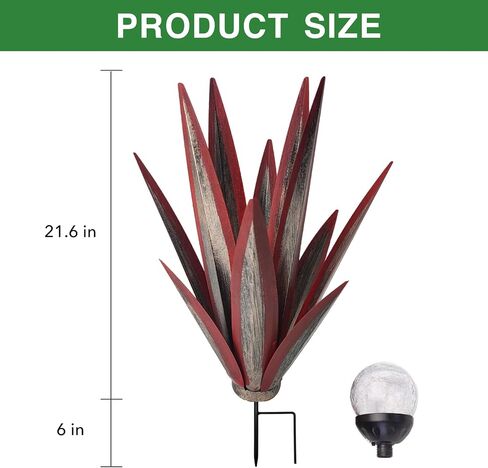 21.65Inches Metal Agave Plants Outdoor Decor - Solar Light Yard Decorations, Rustic Tequila Patio Sculpture Perfect for Outdoor Yard Lawn and Garden Art, Large Metal Cactus Yard Decor(Royal Blue) in Kuwait