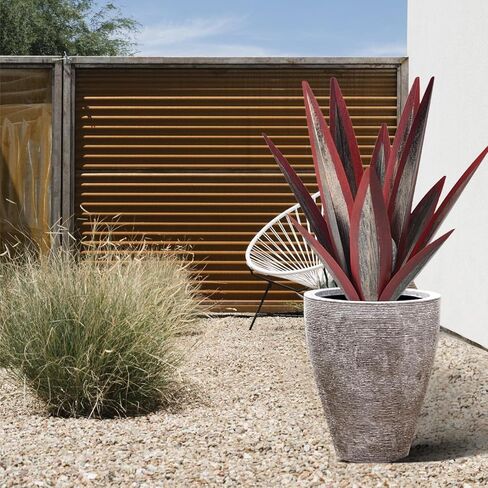 21.65Inches Metal Agave Plants Outdoor Decor - Solar Light Yard Decorations, Rustic Tequila Patio Sculpture Perfect for Outdoor Yard Lawn and Garden Art, Large Metal Cactus Yard Decor(Royal Blue) in Kuwait