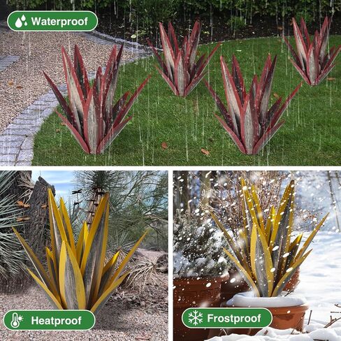 21.65Inches Metal Agave Plants Outdoor Decor - Solar Light Yard Decorations, Rustic Tequila Patio Sculpture Perfect for Outdoor Yard Lawn and Garden Art, Large Metal Cactus Yard Decor(Royal Blue) in Saudi Arabia