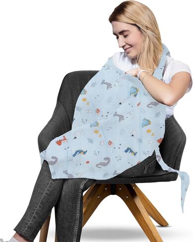 Childlike Behavior Baby Nursing Cover & Nursing Poncho - White Breast Feeding Cover - Breathable Nursing Cover for Breastfeeding - Nursing Cover - Privacy Breastfeeding Cover for Baby in Saudi Arabia