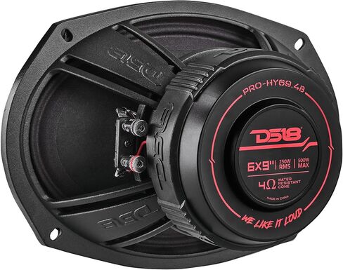 DS18 PRO-HY69.4B 6x9 مكبر صوت هجين متوسط ​​المدى مقاوم للماء مع محرك 1 بوصة بقدرة 250 واط بحد أقصى 4 أوم - نطاق متوسط ​​مع بوق محرك ضغط رائع للدراجات النارية وجميع التطبيقات الصوتية in Saudi Arabia