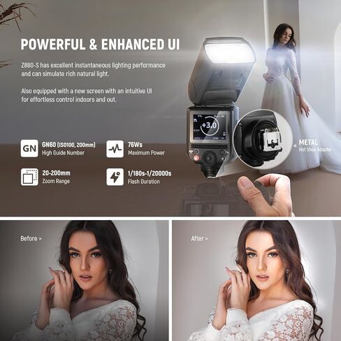 NEEWER Z880-S 2.4G 76Ws TTL Camera Flash Speedlite Compatible with Sony, Upgraded UI, Adjustable Modeling Lamp, TTL/M Quick Switch TCM Key, 1/8000s HSS 7.4V/2600mAh Battery 480 Full Power Flash in Saudi Arabia