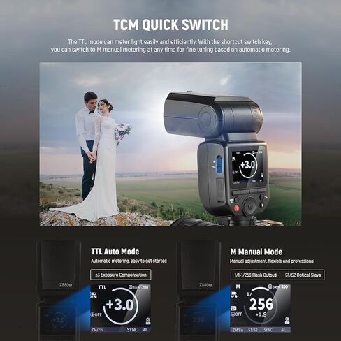 NEEWER Z880-S 2.4G 76Ws TTL Camera Flash Speedlite Compatible with Sony, Upgraded UI, Adjustable Modeling Lamp, TTL/M Quick Switch TCM Key, 1/8000s HSS 7.4V/2600mAh Battery 480 Full Power Flash in Saudi Arabia