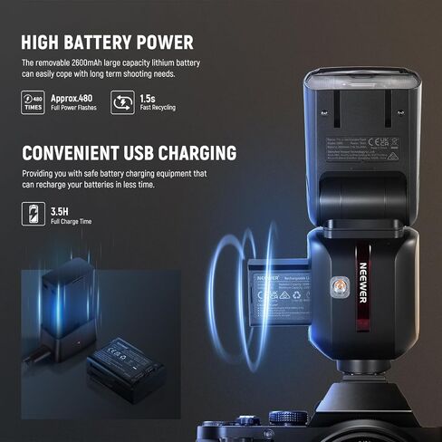 NEEWER Z880-S 2.4G 76Ws TTL Camera Flash Speedlite Compatible with Sony, Upgraded UI, Adjustable Modeling Lamp, TTL/M Quick Switch TCM Key, 1/8000s HSS 7.4V/2600mAh Battery 480 Full Power Flash in Saudi Arabia