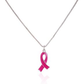 Ribbon Breast Cancer Awareness Necklace Pink Kitten Pendant Necklace for Women Girls Inspirational Jewelry