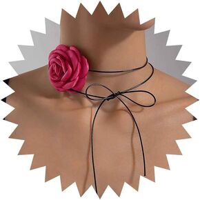 Vacaonio Vintage Exaggerated Flower Pearl Choker Necklace Oversized Flower Necklace Chain Apricot Flower Collar Necklace Big Camellia Necklace Organza Flower Necklaces Jewelry for Women (Apricot A)