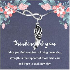 Thinking of You Necklace with Cards Remembrance Necklace Sorry for Your Loss Gift for Loss of Loved One Jewelry