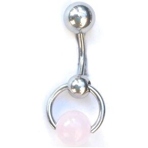 Love Stone Rose Quartz Stone VCH Piercing Barbell.
