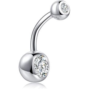 925 Sterling Silver Belly Button Rings 14G 10mm Curved Barbell Piercing Navel Rings for Women