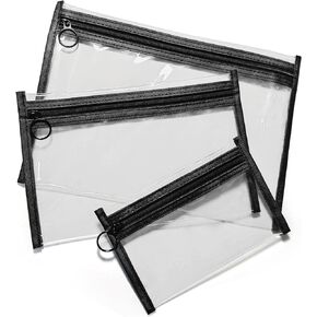 Clear Makeup Bags，small makeup bag,3pcs Makeup bag Hanging Pouches,mesh zipper pouch bags,purse organizer for Daily or Travel to Keep Small Items(Clear set)