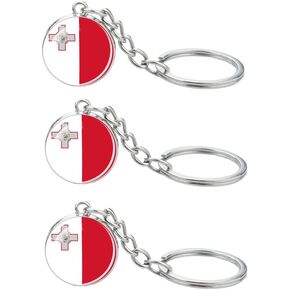 LLBFHH 3 Pcs Malta Flag Key Chain,Cool Keychain for Car Keys, Stainless Steel Keyrings & Keychains,Used for Home Decoration, Jewelry Hanging Decorations.