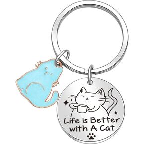 ORZOESD Cat Keyring Cat Party Keychain Cat Lover Jewelry Cat Person Gift Cat Whisper Gift Cat Friends Gift