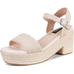 mikarka espadrilles صنادل منصة للنساء مفتوح اصبع القدم حزام الكاحل كعب مكتنز الراحة في الهواء الطلق صنادل عادية فستان أحذية في منتجع الشاطئ الصيفي in Kuwait
