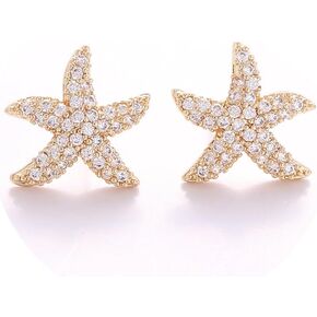 Starfish CZ Stud Earrings Cubic Zirconia Earring Studs Colorful Starfish Earrings Hypoallergenic for Women Girls