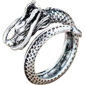 JczR.Y Dragon Rings for Mem Vintage Chinese Dragon Open Rings Gothic Index Finger Statement Rings Personality Domineering Halloween Jewelry Gifts