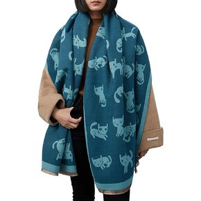 CORIRESHA Women's Cute Cat Scarf Cashmere Feel Elegant Winter Warm Shawl Holiday Gift