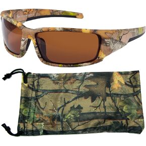 Brown Forest Camouflage Polarized Sunglasses for Men - Aquabull - Free Matching Microfiber Pouch