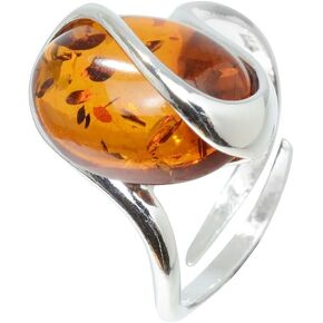 HolidayGiftShops Sterling Silver and Baltic Honey Amber Adjustable Ring Sunshine in Kuwait