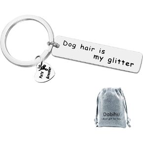 Hair is My Glitter Keyring Gift for Pet Groomer Pet Lovers Jewelry Dog Mom Keychain Dog Thank You Gift for Pet Groomer Funny Cute Puppy Keychain,Stainless Steel