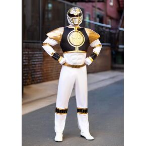 Disguise Men's White Ranger Classic Muscle Adult Costume