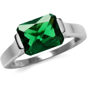 Silvershake 10X8mm East West Set Gemstone 925 Sterling Silver Solitaire Right Hand Anniversary Ring Jewelry for Women