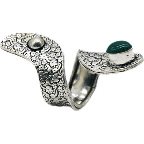 Traditional Modern Green Onyx Ring 925 Sterling Silver Statement Ring Jewelry gift for Women Birthday Gift For Girls Women Boho Handmade Jewelery Birthday Gift Gift For Her Adjustable Ring Promise Ring
