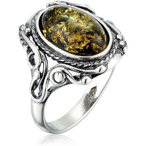 HolidayGiftShops Sterling Silver and Baltic Green Amber Ring Georgine
