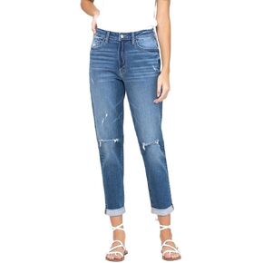 Vervet Jeans Women's High Rise Distressed Stretch Mom Jeans