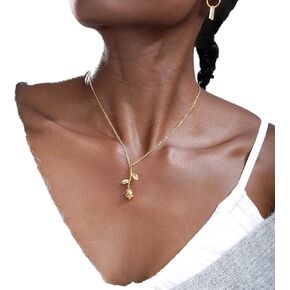 YienDoo Boho Rose Flower Necklace Choker Gold Rose Pendant Necklace Chain Cute Flower Necklace Charm Jewellery Gift for Women Girls