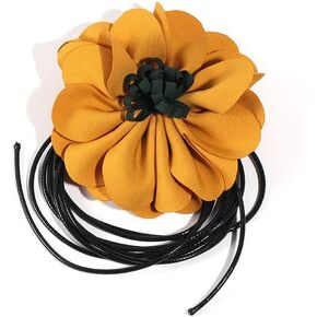 Yellow Rose Flower Choker Necklace for Women