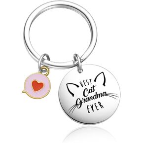 OWHOMS Cat Grandma Gift For Best Friend Crazy Cat Lady Keychain For Cat Mom Jewelry Cat Mimi Keychain