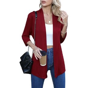 LILBETTER Women's Casual Lightweight 3/4 Sleeve Open Front Cardigan Draped Duster in Saudi Arabia