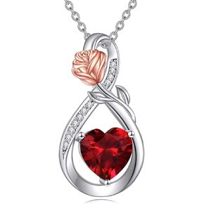 AOBOCO Moonstone Butterfly Necklace/Infinity Necklace for Women 925 Sterling Silver Butterfly Rose Necklace Filigree Pendant Necklace Birthday Valentines Day Moonstone Jewelry Gifts for Women Girls