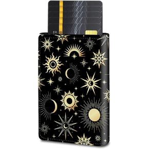 BVDIKMI Card Holder Pop Up Wallet Minimalist Aluminum Card Holder with Magnetic Closure Leather Slots RFID Blocking for Men and Women, Multicolor Dinosaur