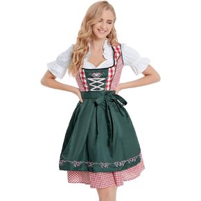 فستان Jodimitty النسائي الألماني Dirndl 3 قطع أزياء مهرجان أكتوبر البافاري لمهرجان أكتوبر البافاري للهالوين كرنفال كوسبلاي