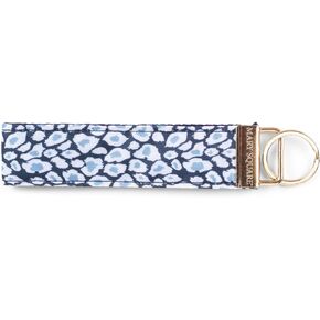 Mary Square Animal Print Lover Navy 4.5 inch Canvas Keychain Fob