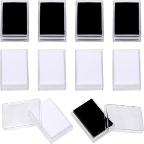 CHGCRAFT 10Pcs 2Colors Clear Gemstone Box Small Loose Diamond Gemstone Display Case Plastic Containers Holder with Clear Top Lids and Sponge, Black and White, 2x1.3inch
