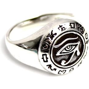 COSUMOSU Eyes of Horus 925 Sterling Silver Freemasonry Ring US 5 ~ US 8.5